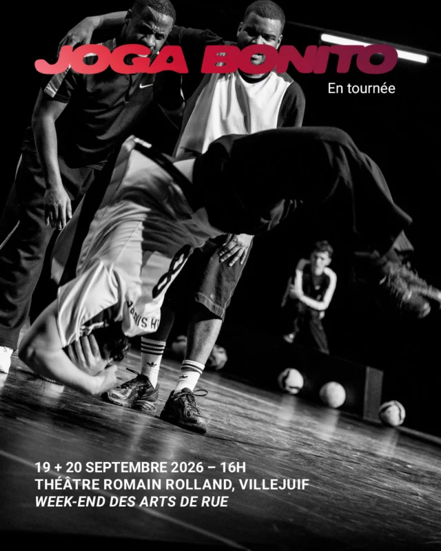 JOGA BONITO EN TOURNÉE⁠⚽ 🇧🇷⁠La pièce de Moncef Zebiri prolonge l’été avec deux nouvelles dates en extérieur ! ☀️ Les 19 et 20 septembre, retrouvez la team de Joga Bonito à Villejuif à l’occasion du week-end Arts de Rue du @trr_villejuif.⁠Pensée comme une célébration populaire de l’art et du sport, Joga Bonito signifie le "beau jeu" en Brésilien. La pièce fusionne deux cultures populaires, le foot et le break, avec une même ambition : transformer la technique en plaisir et la performance en jeu. Venez célébrer la joie du jeu partagé !⁠⁠📅 Samedi 19 + dimanche 20 septembre 2026 🕐 16h / 16h15⁠📍 Quartier Mermoz / Centre-ville, Villejuif (94)⁠🎉 Week-end Arts de Rue du Théâtre Romain Rolland @trr_villejuif⁠💸 Gratuit, accès libre⁠🔗 + d'infos en bio⁠⁠📸 @tony_noel